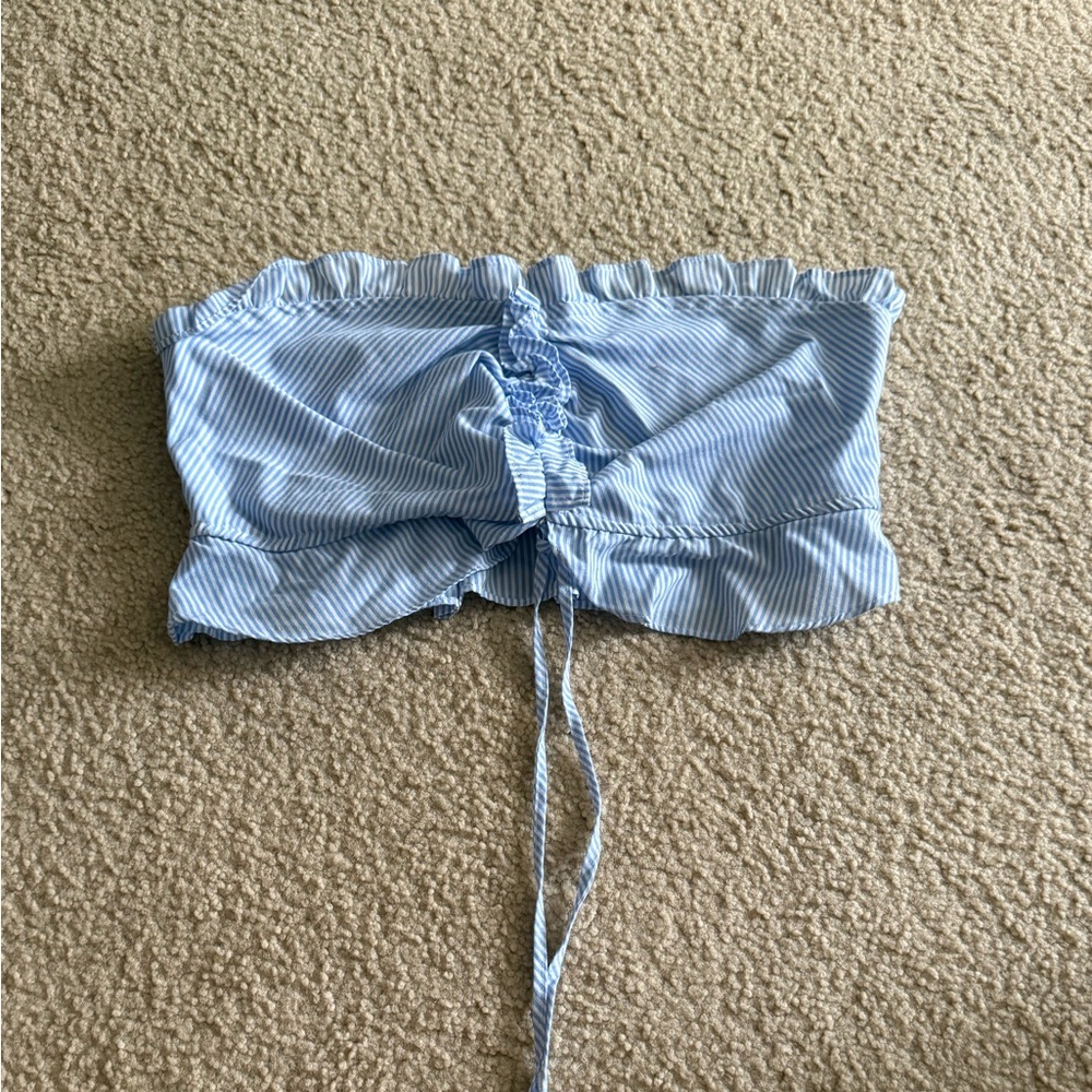 Iris Light Blue and White Striped Top